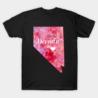 Nevada state map USA heart watercolor pink watercolour T-Shirt